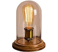 WLXJDJ Vintage Tranditional Table Lamp with Transparent Glass lampshade ON/Off Switch Industrial Bedside Desk Lamp for Small Spaces Bedroom Living Room Dinning Room Kitchen Home Decor (Without Bulb)