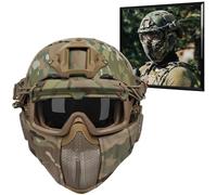 WLXW Airsoft Fast Helmet - Full Face Protective Tactical Helmet With Foldable Ear Protection Mask And Goggles 丨for CS Airsoft Paintball Cosplay Gear(Bk)