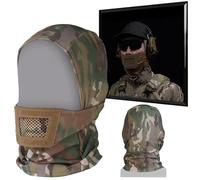 WLXW Balaclava Airsoft Mesh Mask - Tactical Cosplay Full Face Protective Mask Hood For Outdoor Protective Adjustable Mesh Mouth Protector(TAN)