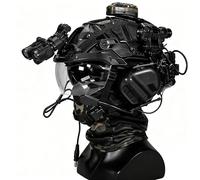 WLXW Tactical Airsoft Adjustable Protective Helmet Set With Earphone Goggles Light Battery Bag For CS Outdoor Hunting Paintball Shooting Wargame Gear(B3)