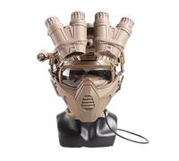 WLXW Tactical Airsoft Helmet Set With Four-Tube Binocular Night Vision Model Headset Goggles Mask For CS Hunting WarGame Cosplay Paintball Gear(Tan)