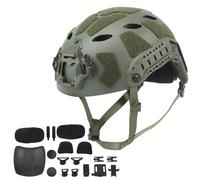 WLXW Tactical Fast Airsoft Helmet, Lightweight SF Military Integrated Helmet With NVG Mount Base, Side Rails,Pre-Slotted Headset Strap For CS Paintball CS Protective Gear(RG)
