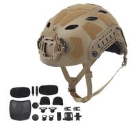 WLXW Tactical Fast Airsoft Helmet, Lightweight SF Military Integrated Helmet With NVG Mount Base, Side Rails,Pre-Slotted Headset Strap For CS Paintball CS Protective Gear(TAN)