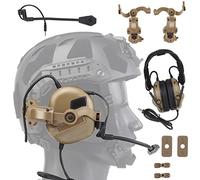 WLXW Tactical Headset for Airsoft(Head-Mounted & Helmet-Mounted),Wargame Hunting Outdoor Non-Military Tactical Earmuff (No Noise Reduction),with Helmet ARC Rail Adapter Arm Headphone Bracket,TAN