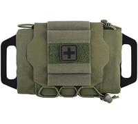 WLXW Tactical IFAK Pouch, MOLLE Rapid Tear-Away First-aid Belt Pouch Survival Two-Piece System Med Roll Carrier Military Handle Bag(RG)