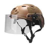 WLXW Tactical MICH Fast Helmet - With Clear Visor Face Shield Sliding Goggles, Side Rail & NVG Mount For Airsoft Paintball CS War Games Outdoor Sports(TAN)