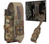 WLXW Tactical Tourniquet Pouch TQ Holder Micro Trauma First Aid Kit EMT Flip-top Type Molle Outdoor Camp Hunting Medical Storage Bag(RG)