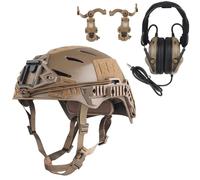 WLXW Wendy 3.0 Airsoft Helmet Set - With Noise Cancelling Headset & Nylon G24 NVG Bracket & NVG Model & Signal Marker Light For CS Hunting Cosplay Game(SET B)