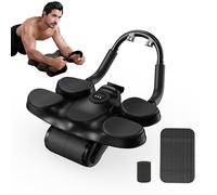 WLZP Ab Roller Wheel,1.5M Automatic Rebound Abdominal Wheel with Knee Mat & Timer, Ab Roller Exercise Wheel with Adjustable Elbow Support