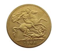 WLZQELVCF British 1 Sovereign Gold Pound 1902-1910 9 replica commemorative coins, 1904