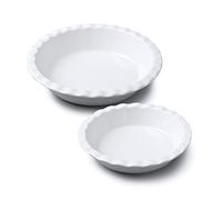 WM Bartleet & Sons 1750 Crinkle Rim Pie Dish, White Porcelain Baking Oven Dish (20cm/27cm)