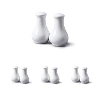 WM Bartleet & Sons 1750 T444 Traditional Porcelain Salt & Pepper Pot Shaker Cruet Set 13cm - White (Pack of 4)