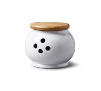 WM Bartleet & Sons 1750 Traditional Porcelain Garlic Storage Pot with Wooden Lid 10cm - White, One Size