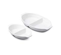 WM Bartleet & Sons 1750 TSET109 Traditional Porcelain Set of 2 Divided Vegetable and Sides Serving Dishes (22cm & 32cm) - White