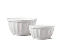 WM Bartleet & Sons 1750 TSET110 Traditional Set of 2 Porcelain Fluted Kitchen Serving Bowls, 1200ml & 700ml - White