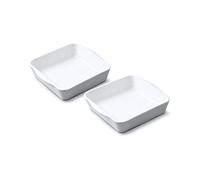 WM Bartleet & Sons 1750 TSET136 Set of 2 Traditional Porcelain Small Square Roasting & Baking Dishes (13.5cm) - White