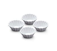 WM Bartleet & Sons 1750 TSET166 Set of 4 Porcelain Mini Crinkle Shaped Condiment, Sauce Dishes 7cm - White