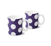 WM Bartleet & Sons 1750 TSET72 Traditional Set of 2 One Pint Porcelain Mug/Cup, 1pt/568ml - Purple Dotty