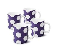 WM Bartleet & Sons 1750 TSET73 Traditional Set of 4 One Pint Porcelain Mug/Cup, 1pt/568ml - Purple Dotty