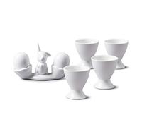 WM Bartleet & Sons 1750 TSET91 Porcelain Bunny, Mini Cruet Salt & Pepper Shaker with 4 Egg Cups, Breakfast Set - White