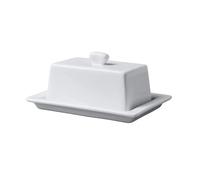 WM Bartleet & Sons Large Butter Dish with Lid, Traditional White Porcelain 17.3L x 12.5W x 9H centimeters Butter Dishes with Handle and Cover White