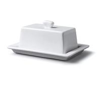 WM Bartleet & Sons Large Butter Dish with Lid, Traditional White Porcelain 17.3L x 12.5W x 9H centimeters Butter Dishes with Handle and Cover White