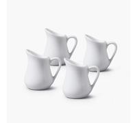 WM Bartleet & Sons 1750 TSET21 Set of 4 Mini Porcelain Traditional Bellied Small Individual Creamer Jug White, 20 milliliters