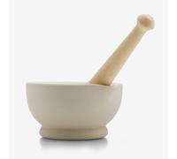 WM Bartleet & Sons Stone Mortar & Pestle with Wooden Handle Boxed 5" in Cream WM Bartleet & Sons Cream