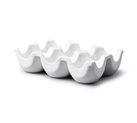Wm Bartleet & Sons Traditional Porcelain 6 Eggs Storage Box/Tray for the Fridge or Kitchen Worktop - White