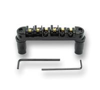 WM Guitars Tune-O-Matic Roller Bridge & Posts for Electric Guitar - Fits Most Les Pauls & More, Improves Tuning Stability, Includes Allen Key for Saddle Adjustment, Black or Chrome (Black)