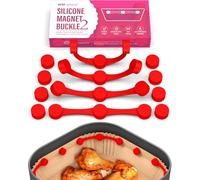 WM infinite Air Fryer Magnet Silicone Buckle 2 for Holding Down Air Fryer Parchment Paper Liners, Prevent Disposable Paper Liner From Covering Food and Touching Heating Element to Burn (Upgraded RED)