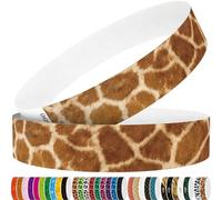 WM infinite Tyvek Wristbands for Events, Animal Print 3/4" Paper Wristbands 250 Pack for Party, Grouped, Team Building and Identification (Giraffe Pattern)