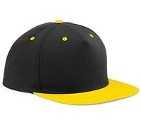WM SPORTS Personalised Snapback Rapper Baseball Caps Customised Rapper Adults Cap Printed Hip Hop Caps/Hats with Text/Name or Logo or Plain (Black/Yellow)