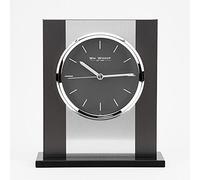 Watching clocks WM. Widdop Black Glass and Brushed Aluminium Contemporary Mantel Clock