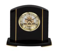 Wm.Widdop Black Piano Wood Skeleton Movement Mantel Clock