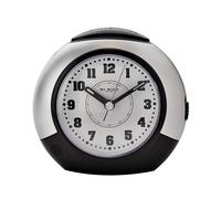 Wm.Widdop Black & Silver Round Alarm Clock 10.5 x 11.5 x 5cm