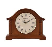 Wm.Widdop Broken Arch Mantel Clock Silver Bezel Walnut