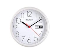 Wm.Widdop Day/Date Wall Clk-White Case/White Dial 8.5"Rnd +B