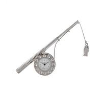 Wm Widdop Fishing Rod Clock | Novelty Miniature Clocks | 7.5 x 9 x 3.5 cm | Silver | 70 Grams