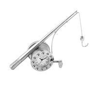 Wm Widdop Fishing Rod Clock | Novelty Miniature Clocks | 7.5 x 9 x 3.5 cm | Silver | 70 Grams