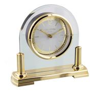WILLIAM WIDDOP Wm.widdop Glass Mantel Clock 2 Tone Dial Gold Stand
