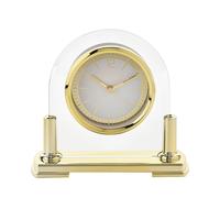 Wm.Widdop Glass Mantel Clock 2 Tone Dial Gold Stand