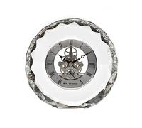 Wm.Widdop K9 Crystal Round Mantel Clock Skeleton Dial Roman