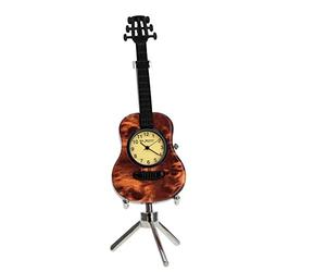 WM Widdop Musicology Miniature Novelty Collectors Clock - Guitar With Stand 9605
