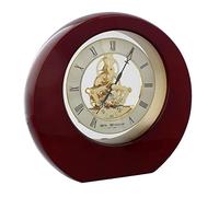 Wm.Widdop Piano Wood Round Mantel Clock Skeleton Dial Roman