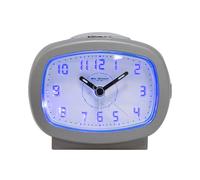 Travel Alarm Clock Blue LED Light Snooze + AA Battery (Silver)