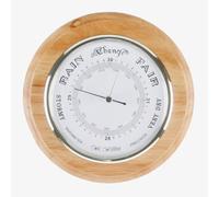 WM Widdop Round Plaque Oak Finish Barometer Clock W9550WN