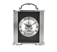 Wm. Widdop Silver & Black Mantel Clock Skeleton Movement