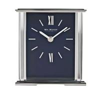 WM.Widdop. Silver Mantel Clock Navy Face - W2941