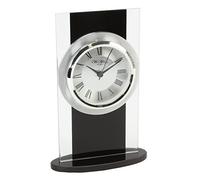 Wm.Widdop Stylish Black & Clear Glass Mantel Clock